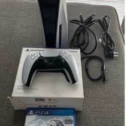 Sony PlayStation 5 Disc Edition PS5 825GB White Console Bundle CFI-1215A + Game