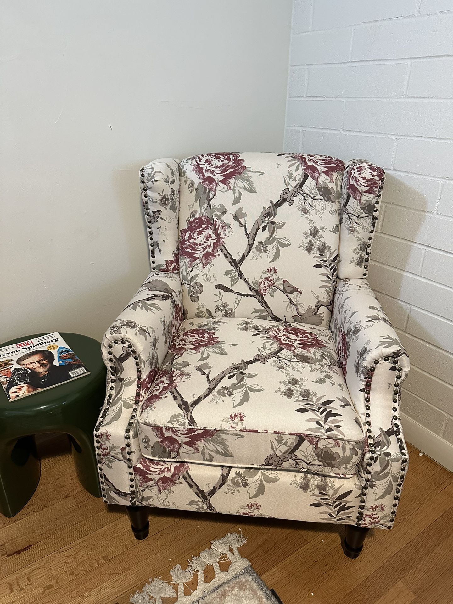 Floral Wingback Accent Chair