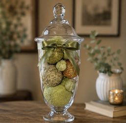 🌿 Green & Gold Lidded Apothecary Jar