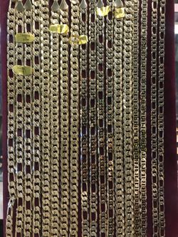 Gold Plated Diamond Cut Chains 24-30” Figaro, Cuban Link, Gucci