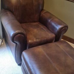 Basset Leather Chair And Ottoman