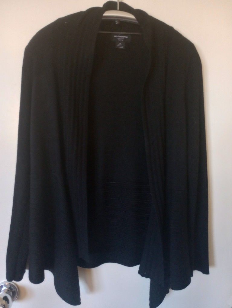 Now 50% Off - $5.00 - Claiborne Petite Large Black Open Shawl Sweater