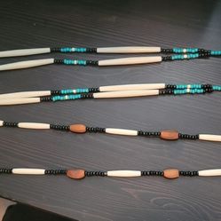 Abalone and buffalo bone Native necklaces