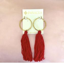 Gold Hoop Tassel Earrings