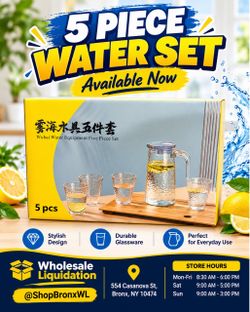 Wuhai 5-Piece Glass Water Set with Tray