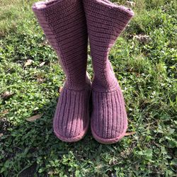 Ugg Boots pink crochet tall girl sz 13