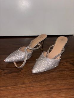 A New Day Silver Rhinestone Pointed-Toe Heels