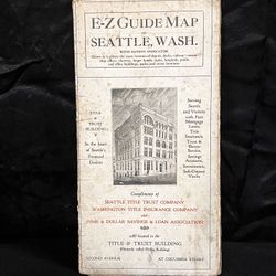 102 Year-Old 1924 E-Z Guide Map Of Seattle Washington Published By The Seattle Title Trust Company