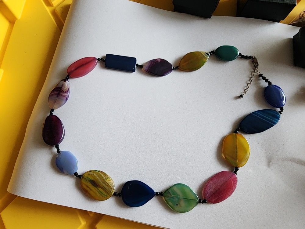 .925 Agate Necklace With Silver