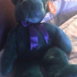 Like New Authentic NEW Ty Beanie Buddy Old Face Teal Teddy Large 14 inch