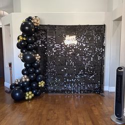 Black shimmer sequin panels
