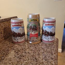 Vintage Budweiser Beer Steins