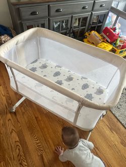 Baby Bassinet with Mesh Sides and Wheels