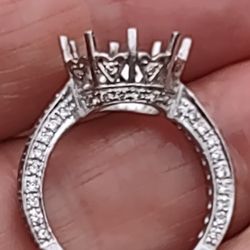 950 Platinum Mount With Diamonds Ancient For Stone 10.35mm Size 7