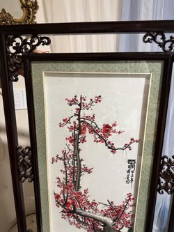 Vintage Art Silk Embroidery Cherry Blossom