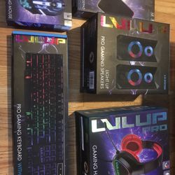 Gaming Bundle Lvl Up Pro Mousepad,gaming Mouse,Gaming Key Board,Gaming Headset Light Up Speakers
