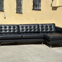 Black IKEA Morabo Leather Sectional Couch - Available 🚚