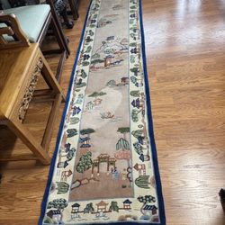 Antique Chinese pure wool landscape painting carpet
