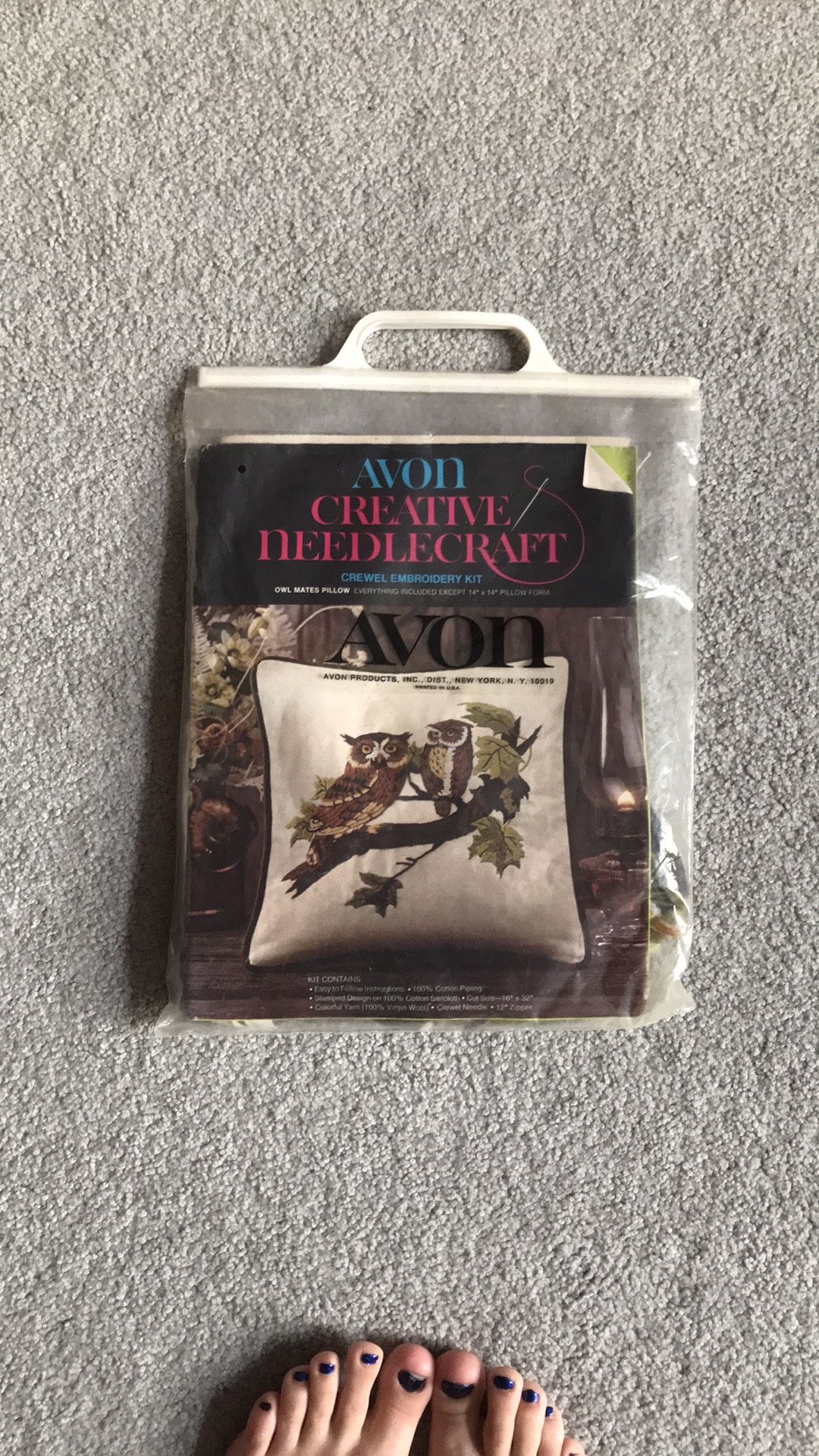 Vintage Owl Pillow Crewel Kit