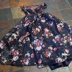 Crystal Doll Gown Dress Black Floral Small