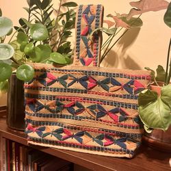 Single Strap Tote With Embroidery Pattern