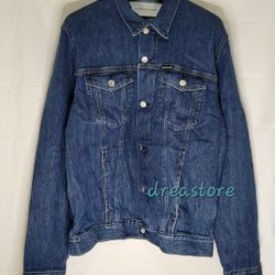 Mens Calvin Klein Jean Denim Jacket Front Pockets Brand New With Tags Size Small