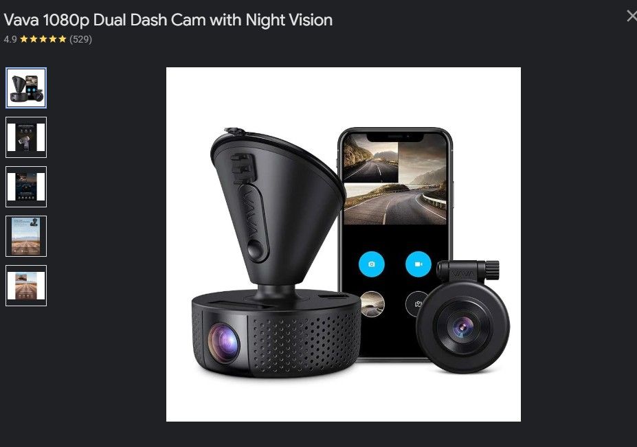 Dual Dash Cam Vava 1440 Front and Back Camera