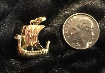 14K Viking Ship Charm
