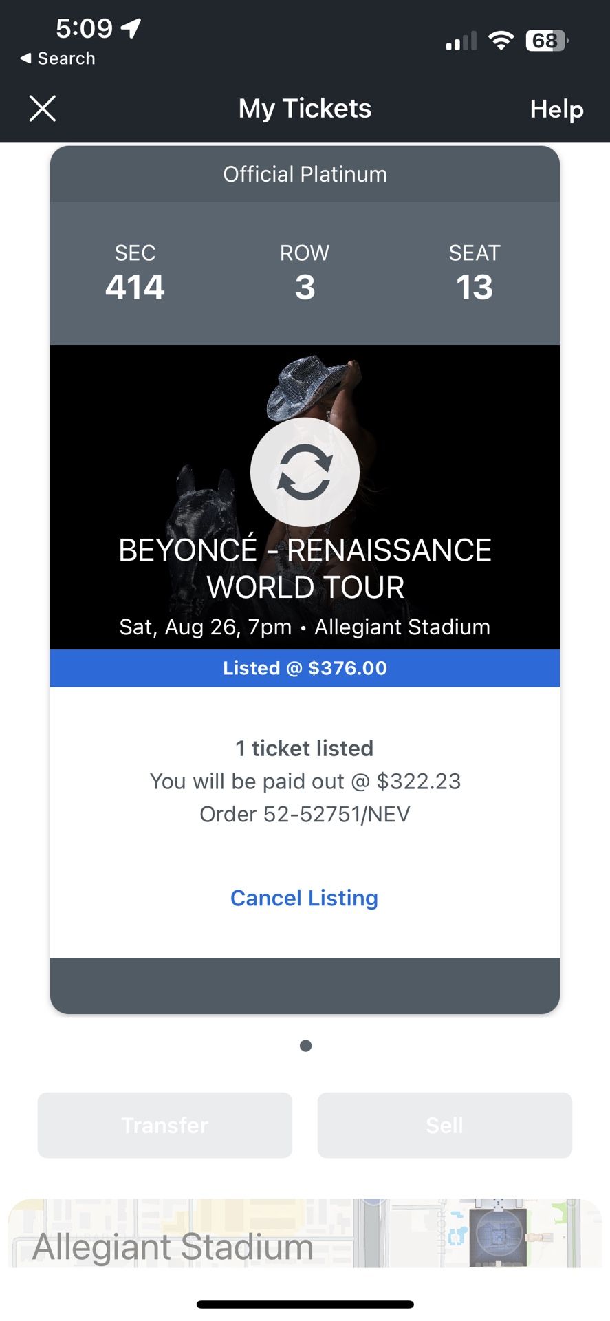 Beyoncé concert ticket