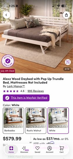 Excellent condition-Daybed with pop up trundle white wood