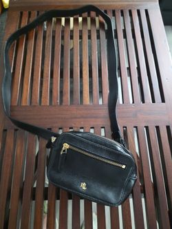 Ralph Lauren Black Leather Belt Bag W/Gold Hardware Women’s Small  #D0955