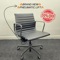 🔥100% AUTHENTIC🔥BRAND NEW HERMAN MILLER EAMES ALUMINUM GROUP MANAGEMENT CHAIR! PNEUMATIC LIFT! MANY AVAILABLE! 🔥BLACK LEATHER🔥
