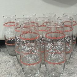 “LAST FLING BEFORE THE RING” Flute Glasses