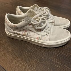 Floral White Vans