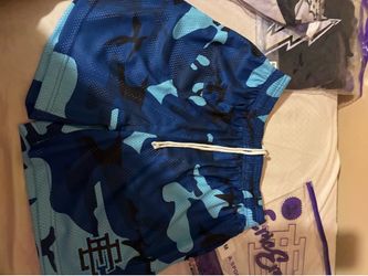 dark blue nd light blue EE shorts