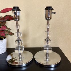 Vintage Modern Thomas O’Brien MCM Acrylic Table Lamps, Work Great, Set of Two