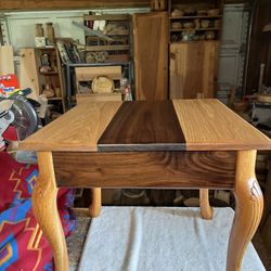 Solid Oak And Walnut,  Queen  Ann Legs Oak