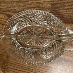 Vintage Divided Pressed Glass Relish Dish