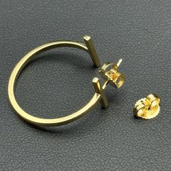 Authentic Tiffany & Co. T Hoop one Earring 750 / 18k Yellow Gold  ( Medium )