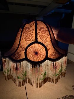 Vintage Victorian Lampshade Sconce with Beaded Fringe