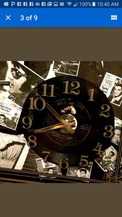 Rare ELVIS PRESLEY SHADOW BOX COLLAGE WALL ART CLOCK. JAILHOUSE ROCK RCA 45 SUN ONE OF A KIND