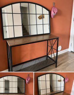 Large Arched Windowpane Mirror – Great Condition