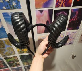 Black Ram Horns Halloween Costume Headband Acessory Headwear Gothic
