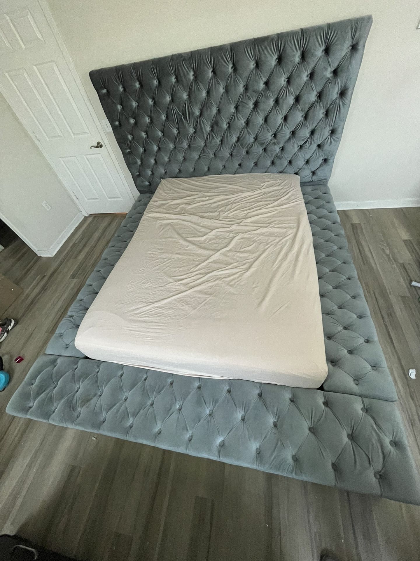 Luxury Queen Velvet Storage Bed Frame