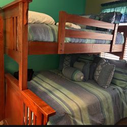 Bunk Beds , Dresser With Bedding And Curtains 