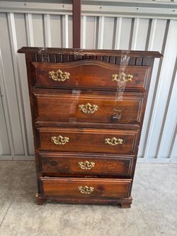 Vintage Wood 5-Drawer Chest Dresser