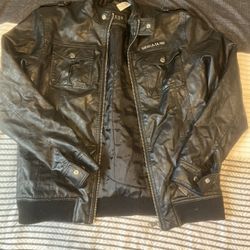 Guess Leather Jacket Boys Large