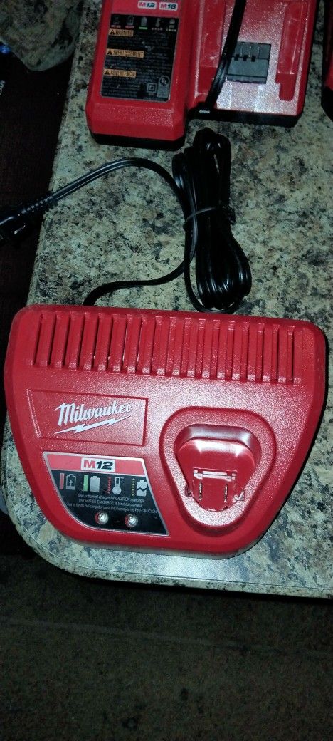 Milwaukee M12 ,  M18 + DeWalt Chargers DCB115 DCB1104 Brand New And Some Lighty Used 