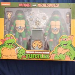 Neca TMNT Teenage Mutant Ninja Turtles Cartoon Raphael & Michaelangelo 2-pack (READ DESC)