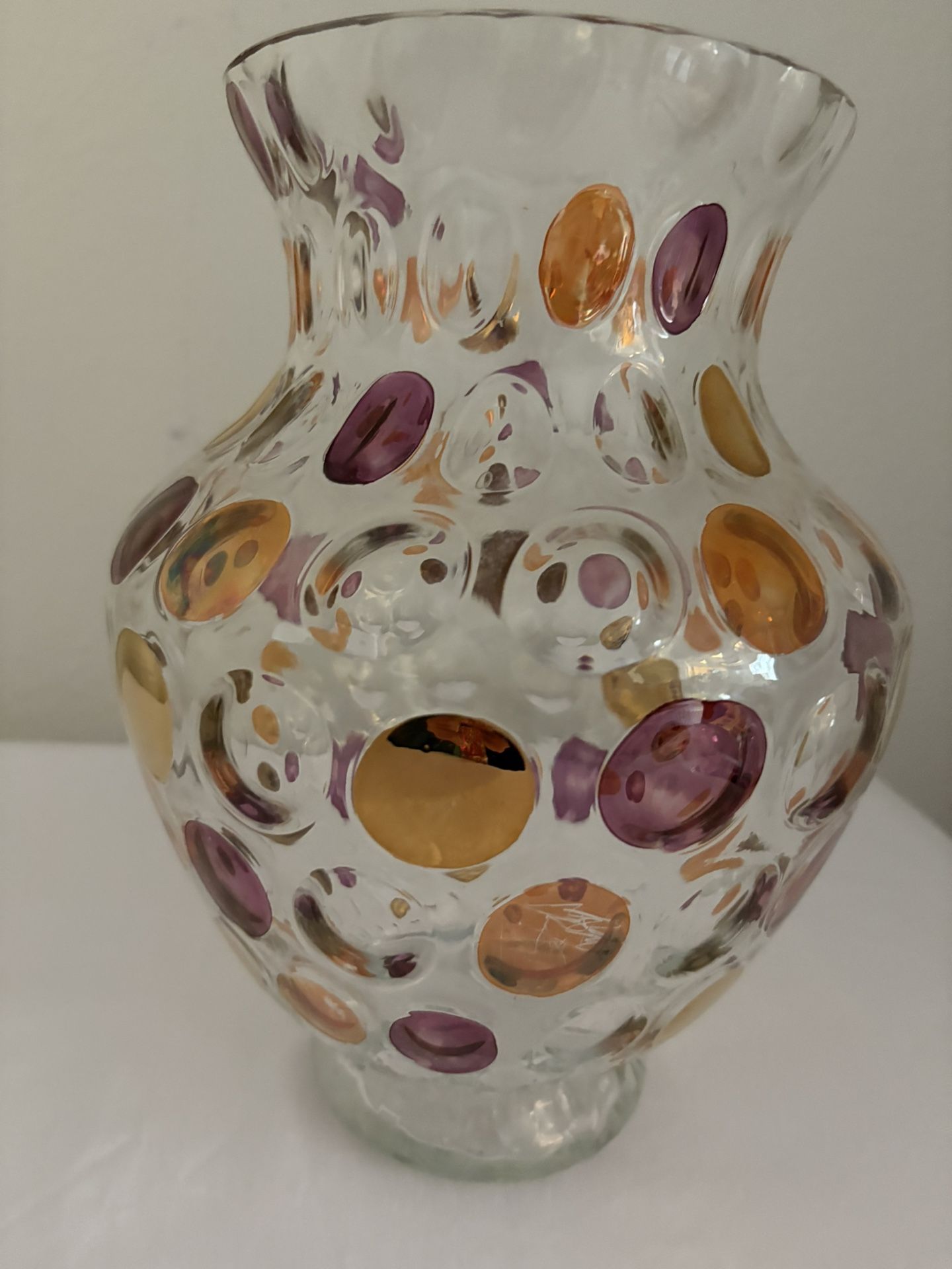 Vintage Flower Vase With Dots. Made In Czechoslovakia